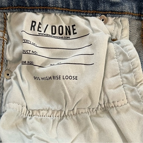 Re/Done 90s High Rise Wide Leg Loose Fit Button Fly Jeans in Rio Fade 27 Ankle - Picture 8 of 15
